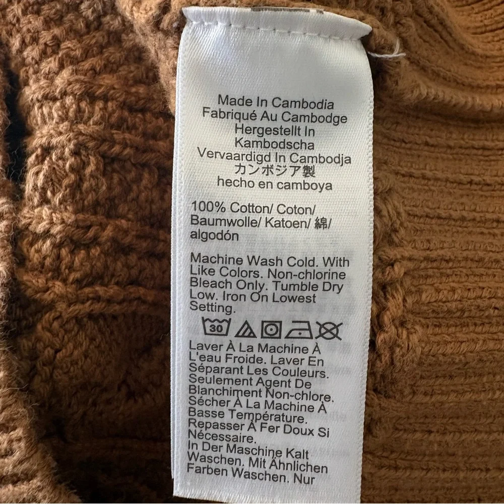 J. Crew Cotton Crewneck Cable-knit Fisherman Sweater Tan Medium Holiday ‘23
